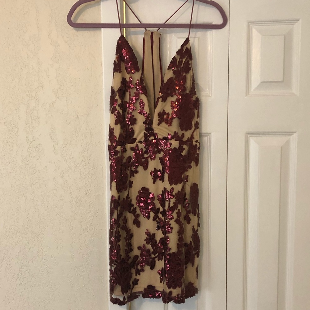 Burgundy sequin dress